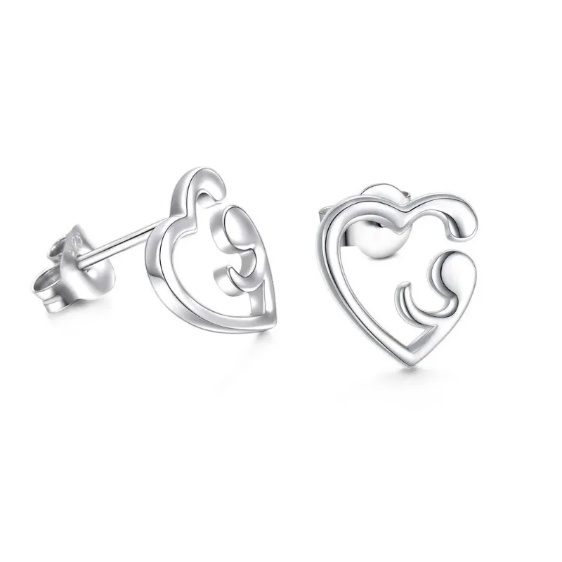 

Pure S925 Silver Heart Stud Earrings for Women Trendy Metal Cute Semicolon Suicide Prevention Girl's Strength Gift Drop Shipping