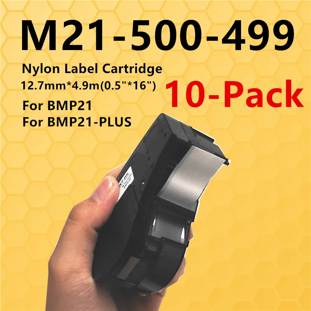 

1 ~ 10PK совместимые с M21 500 499 чернила, фотонейлоновые лампы, черный на белом 12,7 мм * 4,9 м для принтера этикеток