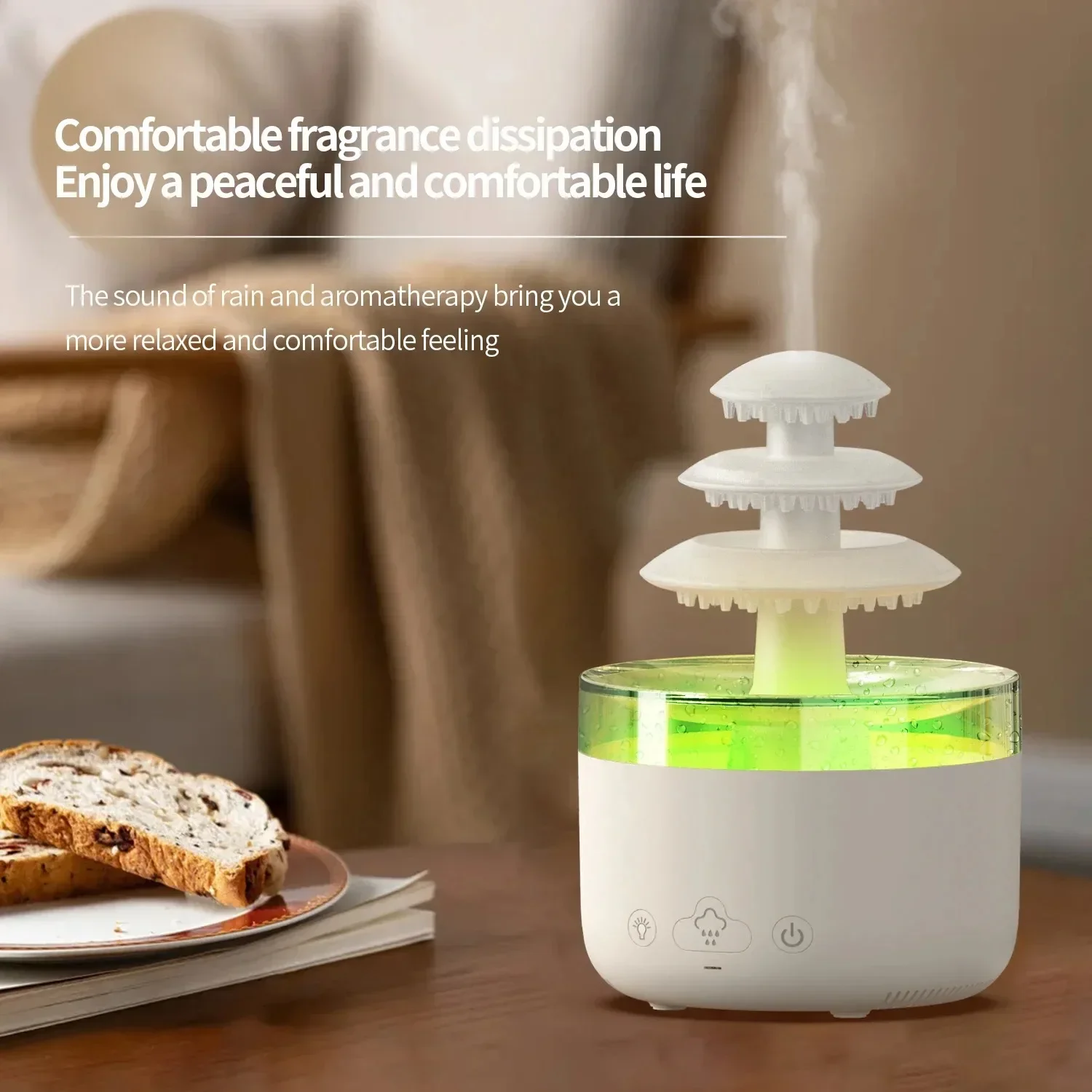 

USB Mute Mist New 500ml Cloud Rain Air Humidifier 3 Layer Air Humidifier With Colorful Light Essential Oil Aromatherapy Diffuser