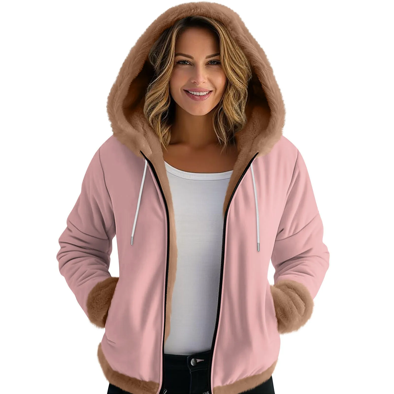 Casual Zip Up Fleece Jackets Women Winter Korean Long Sleeve Hooded Sweatshirt Loose Streetwear Ladies Solid Hoodies Tops
Casual Zip Up Fleece Jackets Women Winter Korean Long Sleeve Hooded Sweatshirt Loose Streetwear Ladies Solid Hoodies Tops