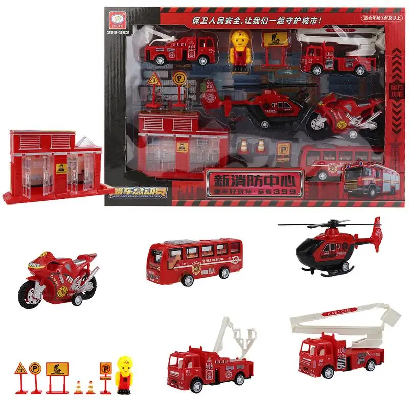 

Friction Cars 13pcs Fire Engine Toy Firetruck Vehicle Toys Cultivate Interest For Kids Center Great Gifts Home