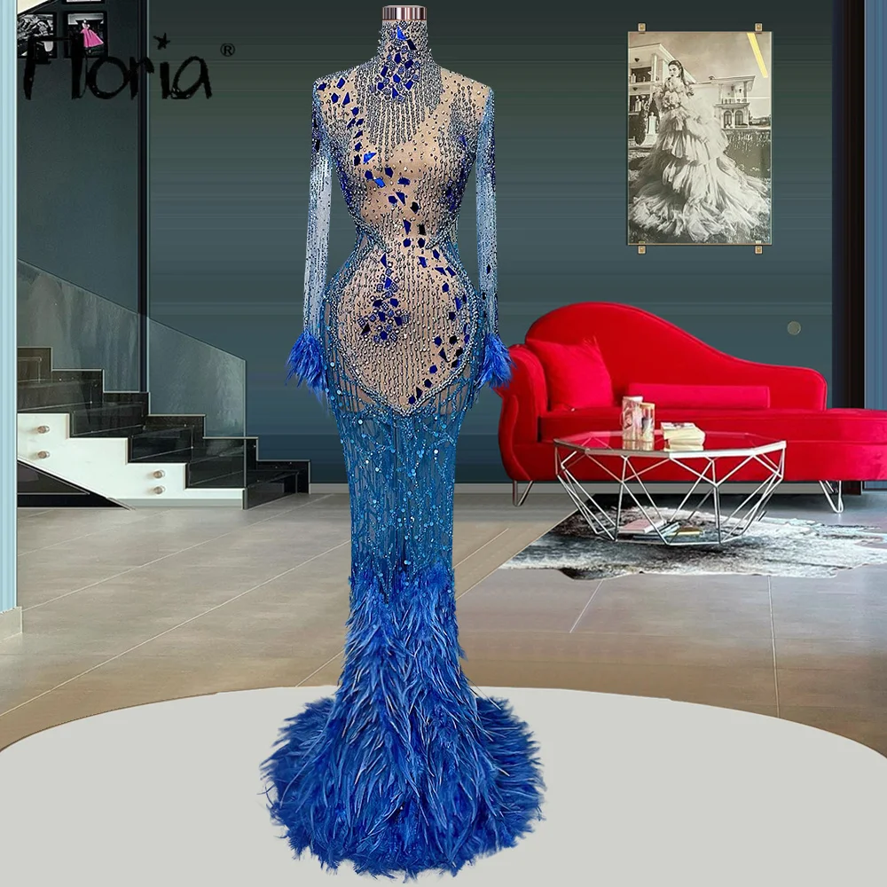 Plus Size Feathers Luxury Evening Gowns Women Blue Full Beaded Wedding Party Dress Heavy Crystals Formal Occasion Dresses Dubai
Plus Size Feathers Luxury Evening Gowns Women Blue Full Beaded Wedding Party Dress Heavy Crystals Formal Occasion Dresses Dubai