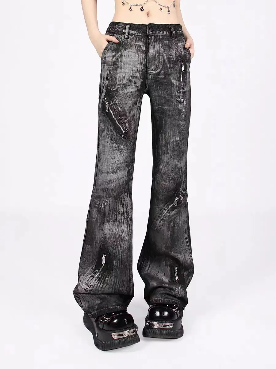 Washed tiedye micro jeans female spring and summer high street design sense loose thin zip wide leg trousers American retrostyle
Washed tiedye micro jeans female spring and summer high street design sense loose thin zip wide leg trousers American retrostyle