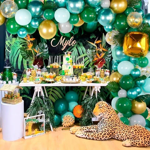 

Green Balloon Garland Arch Kit Birthday Party Decoration Kids Latex Foil Baloon Wild One Jungle Safari Party Baby Shower