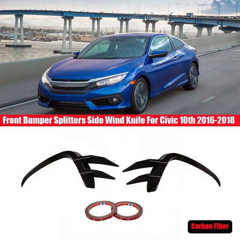 2Pcs Car Front Bumper Splitters Side Wind Knife Fog Lamp Eyebrow For Honda Civic 10Th 2016-2018
2Pcs Car Front Bumper Splitters Side Wind Knife Fog Lamp Eyebrow For Honda Civic 10Th 2016-2018