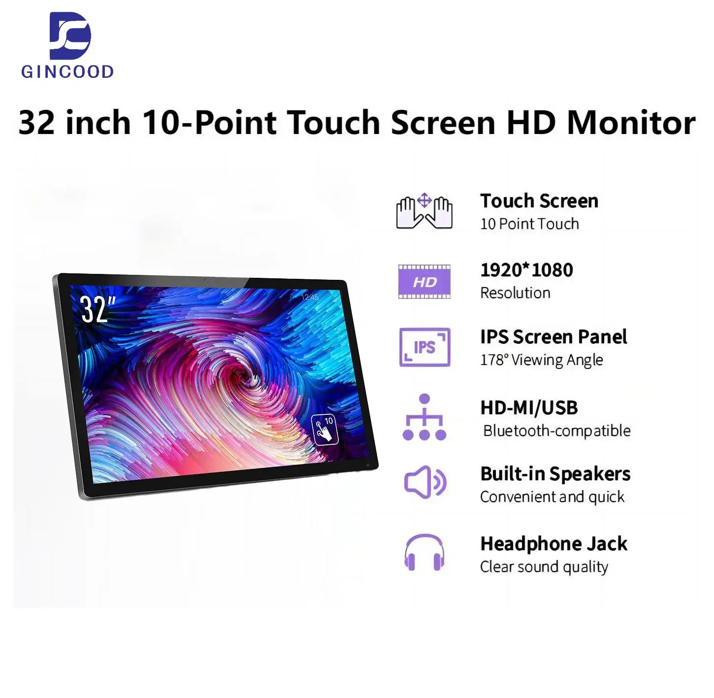 32 ‘’Capacitive Touch Screen Monitor IPS Panel FHD 1920*1080P 5.0M/P Front Camera VESA Advertising Display
32 ‘’Capacitive Touch Screen Monitor IPS Panel FHD 1920*1080P 5.0M/P Front Camera VESA Advertising Display