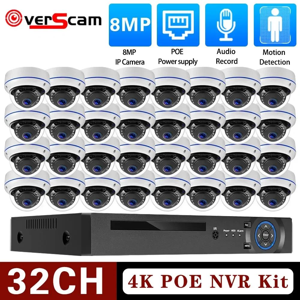 

32 Channel 4K NVR Kit 8MP POE CCTV Camera Security System Kit 32CH XMEYE APP POE IP Camera Video Surveillance System Set H.265
