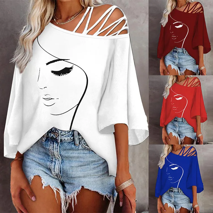 T-shirt Women's Fall and Winter Fashion Splicing Loose Casual Hollow Sexy Printing Ladies Tops
T-shirt Women's Fall and Winter Fashion Splicing Loose Casual Hollow Sexy Printing Ladies Tops