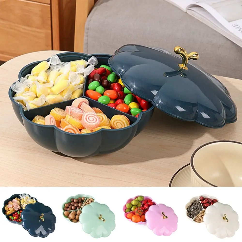 

Plastic Divided Dried Fruit Tray Creative Sealed Moisture-proof Snack Candy Plate with Lid Dustproof Fruit Plate Kitchen