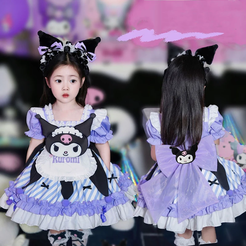 Kawaii Sanrios Kuromi летнее платье с коротким рукавом для девочек мультфильм Лолита костюм на день рождения детская юбка принцессы Детский подарок
Kawaii Sanrios Kuromi летнее платье с коротким рукавом для девочек мультфильм Лолита костюм на день рождения детская юбка принцессы Детский подарок