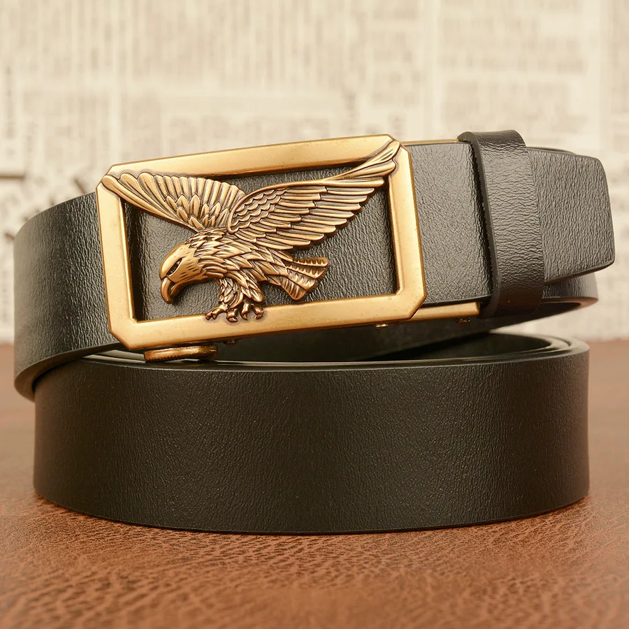 

Men's belt, new hollow eagle automatic buckle belt, men's casual belt, middle-aged and young people's cowhide belt