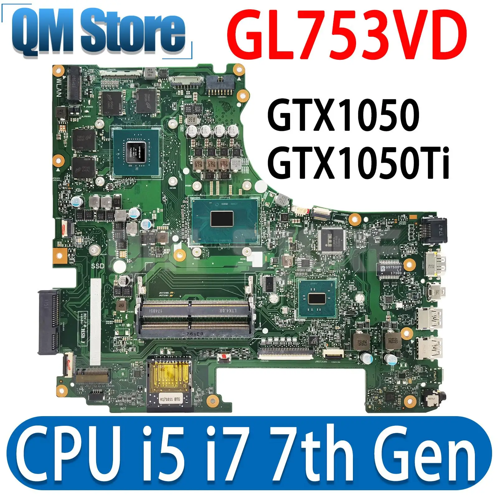 

Notebook Mainboard For ROG GL753VD GL753VE FX753V ZX753V GL753V GL753 Laptop Motherboard i5 i7 7th Gen GTX1050 GTX1050Ti