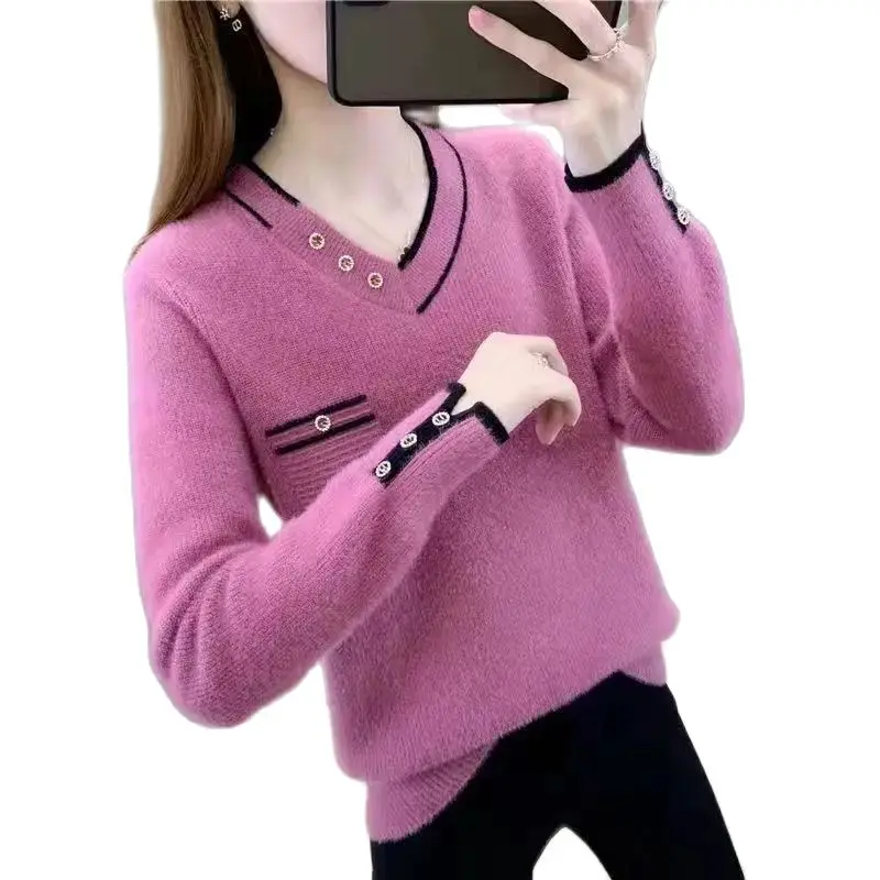 Autumn Winter Women Imitation Mink Fleece Sweater Pullover 2022 New V-neck Long-Sleeved Knitted Sweater Female Bottoming Shirt
Autumn Winter Women Imitation Mink Fleece Sweater Pullover 2022 New V-neck Long-Sleeved Knitted Sweater Female Bottoming Shirt