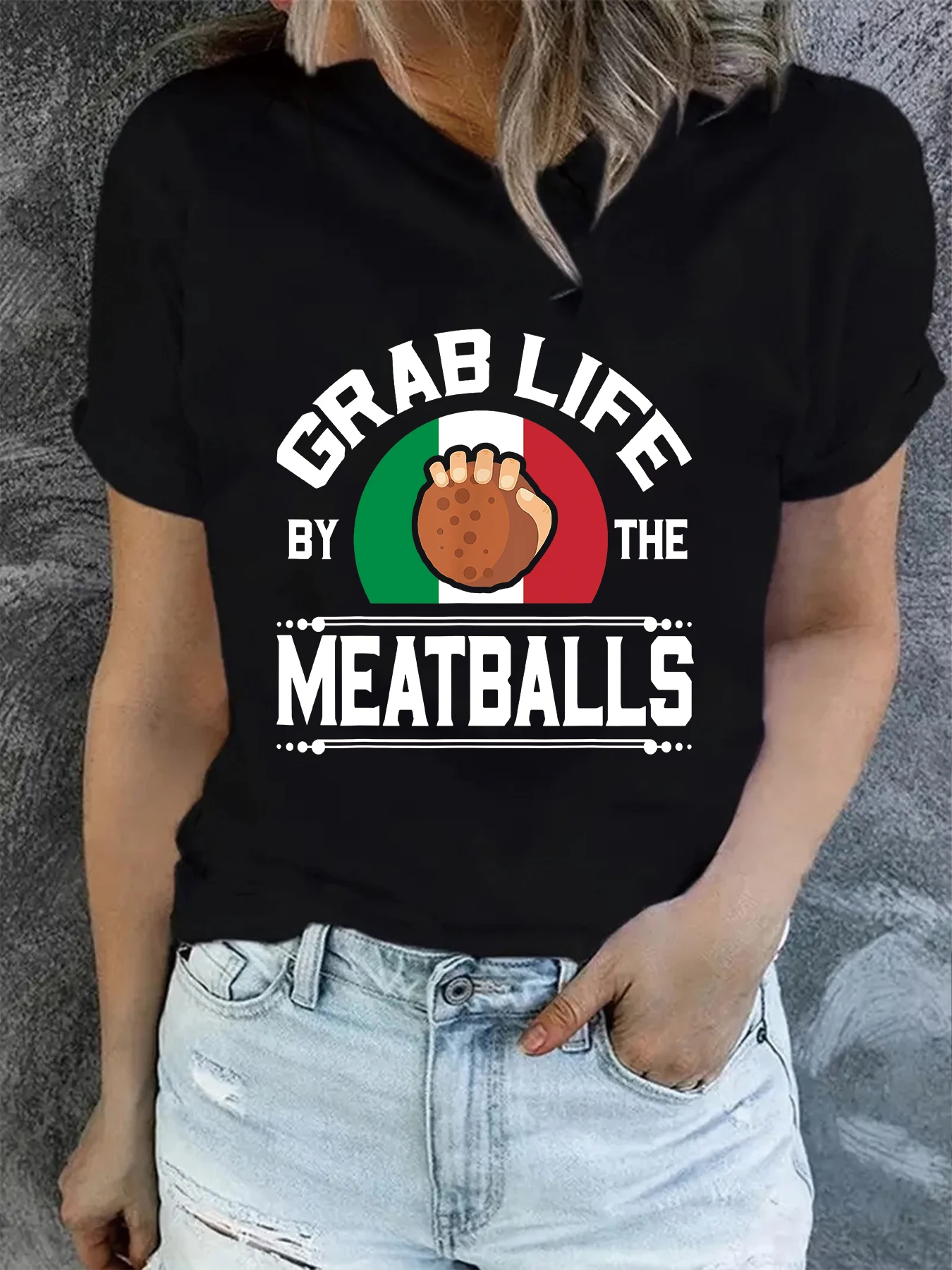 Grab Life Personalized Design Italian Elements Creative Design Women's T-Shirt Top Summer Round Neck Short Sleeve Fashion Graphi
Grab Life Personalized Design Italian Elements Creative Design Women's T-Shirt Top Summer Round Neck Short Sleeve Fashion Graphi