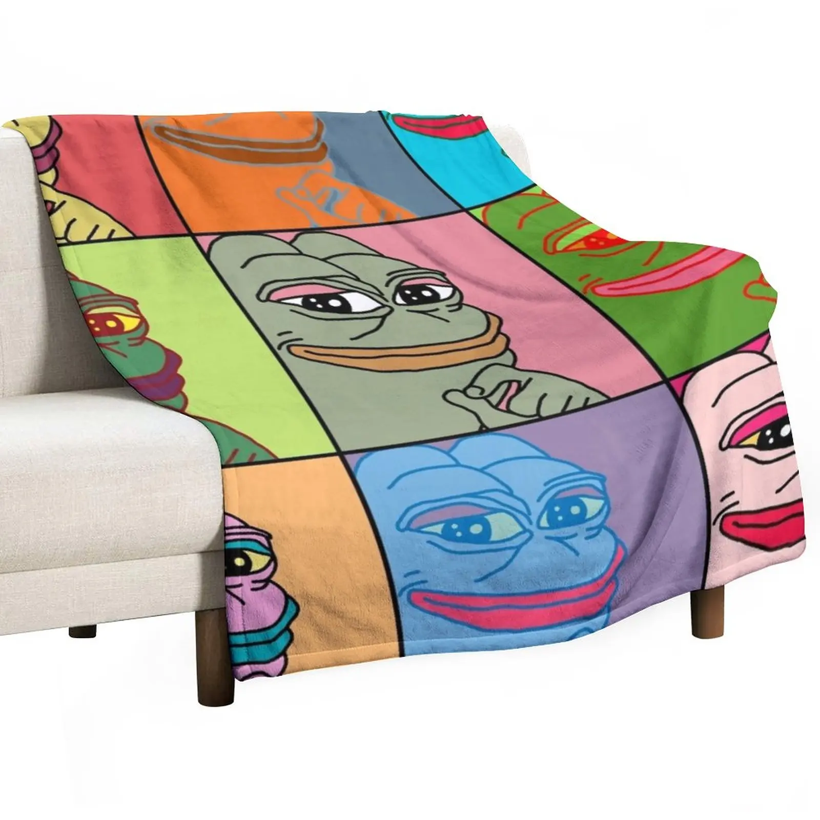 

Rare Pop Art Marilyn Monroe Pepe the Frog Throw Blanket Fluffy Softs Hairy Quilt Cute Blankets