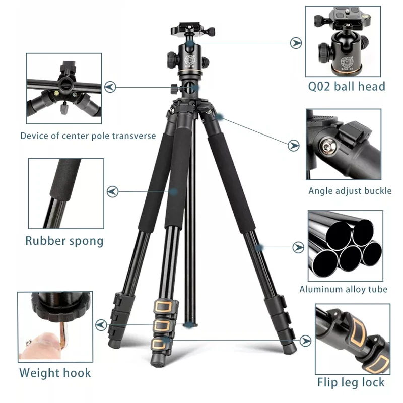 QZSD Q298H Professional Camera Tripod With Ball Head Quick Release Plate Professional Extendable Tripod for Sony Nikon Canon
QZSD Q298H Professional Camera Tripod With Ball Head Quick Release Plate Professional Extendable Tripod for Sony Nikon Canon