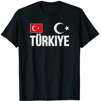 터키 예 터키 국기 터키어 선물 티셔츠. 반소매면 100% 캐주얼 티셔츠 루즈 탑 사이즈 S-3XL