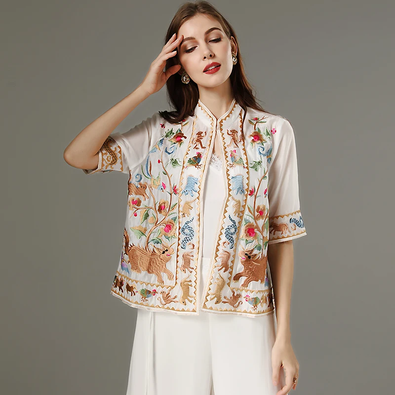 High Quality Chinese Style Small Top Women's Summer Loose Vintage Embroidery Stand Collar Half Sleeve +Hide Buttons Jacket M-XXL
High Quality Chinese Style Small Top Women's Summer Loose Vintage Embroidery Stand Collar Half Sleeve +Hide Buttons Jacket M-XXL