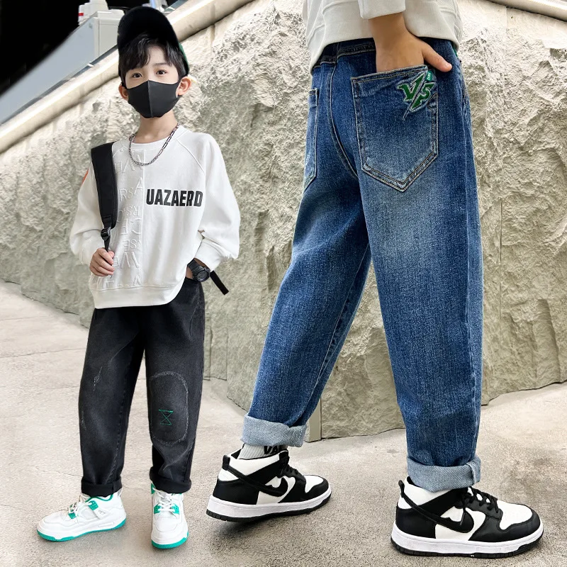 4-14Y Boys Baggy Straight Jeans Children Denim Long Pants Spring Autumn Wear Kids Casual Trousers Teens Elastic Waist Bottoms 
4-14Y Boys Baggy Straight Jeans Children Denim Long Pants Spring Autumn Wear Kids Casual Trousers Teens Elastic Waist Bottoms