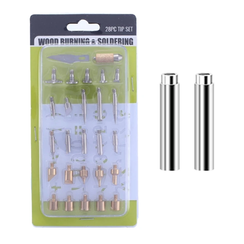 

Complete Soldering Iron Set with 28 Alloy Carving Tips Perfect for Engraving and DIY Crafts Wood Burning and Sodering