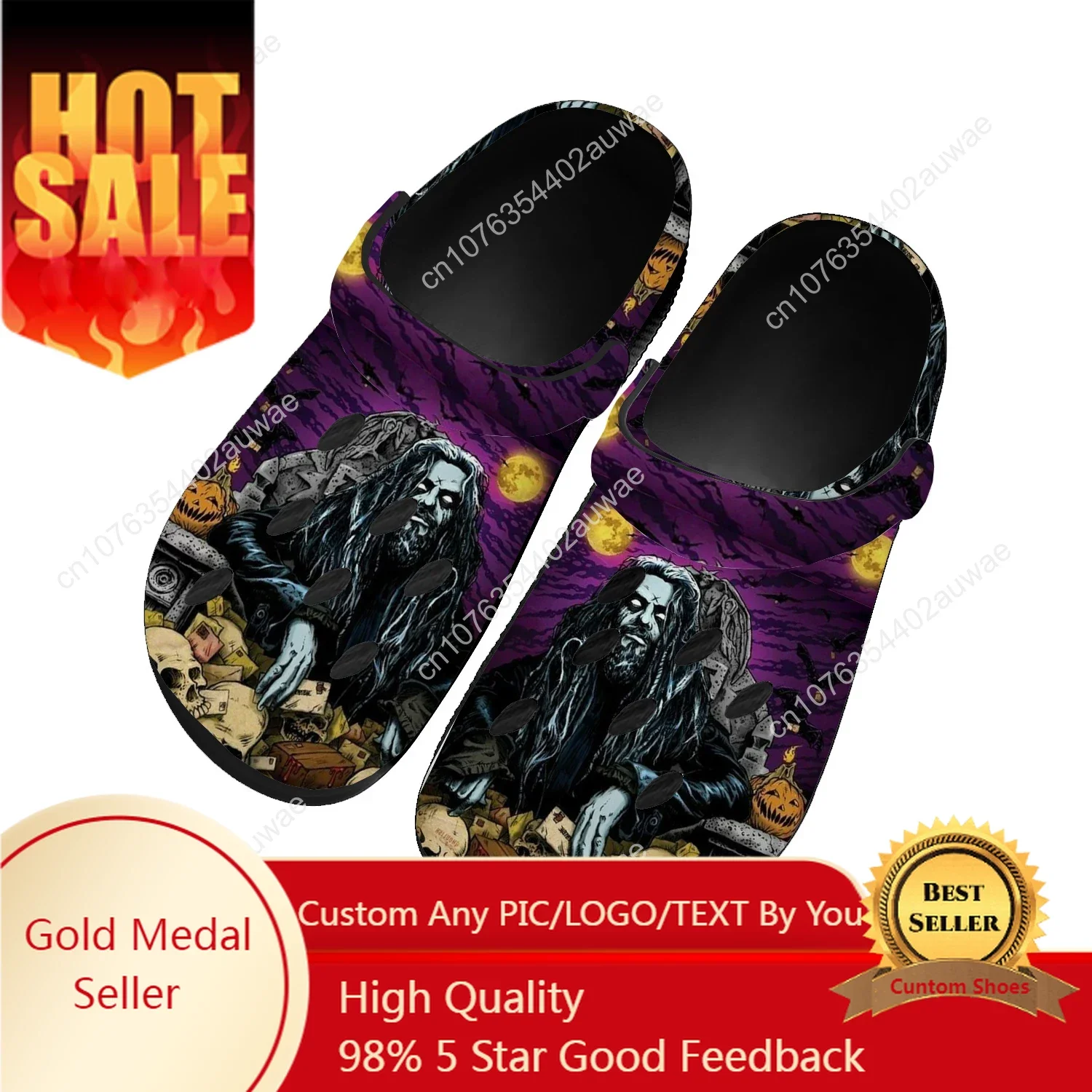 

Rob Zombie Rock Singer Pop Home Clogs Custom Water Shoes Mens Womens Teenager Sandals Garden Clog Breathable Beach Hole Slippers