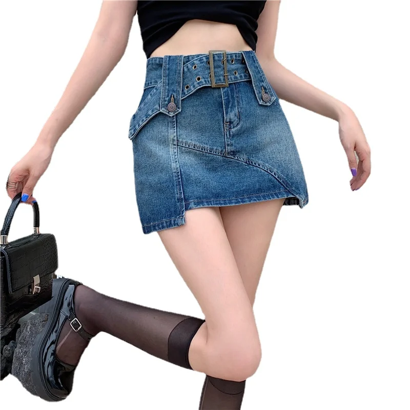 

High Waisted Spicy Girl Denim Wrap Buttocks Skirt for Women in Spring 2024 New Design Feels Slim Sexy Asymmetrical Short Skirt