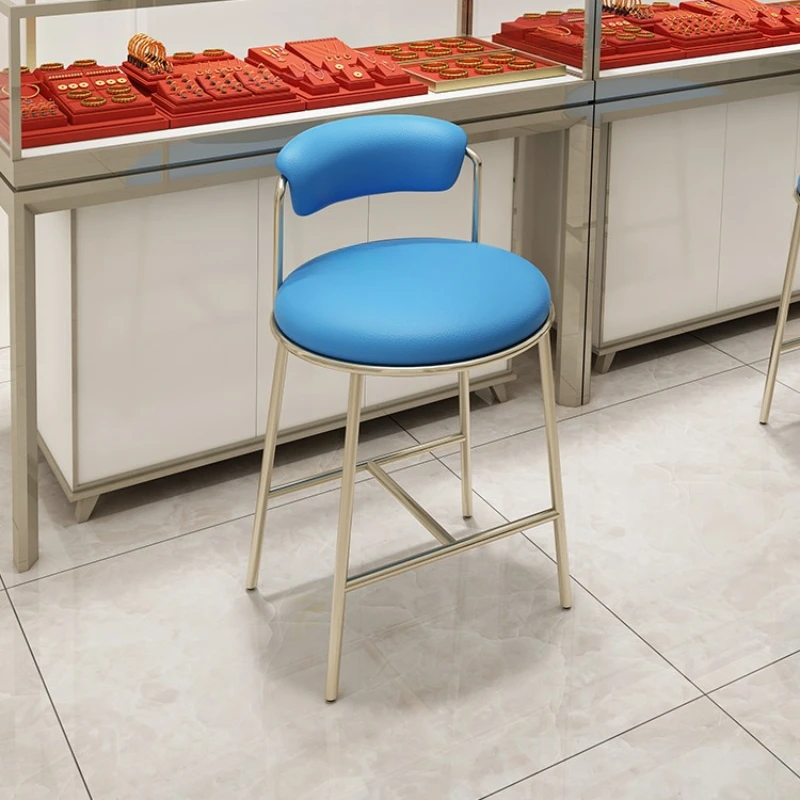 

Luxury Nordic Bar Stools Reception Manicure Designer Dining Chair Minimalist Counter Ergonomic Backrest Cadeira Furniture XR50BY