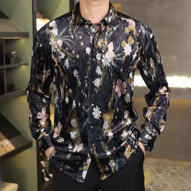 Fall Vintage Velvet Flower Shirts For Men Streetwear Casual Business Dress Shirt Social Party Tuxedo Men Clothing Camisa Hombre
Fall Vintage Velvet Flower Shirts For Men Streetwear Casual Business Dress Shirt Social Party Tuxedo Men Clothing Camisa Hombre