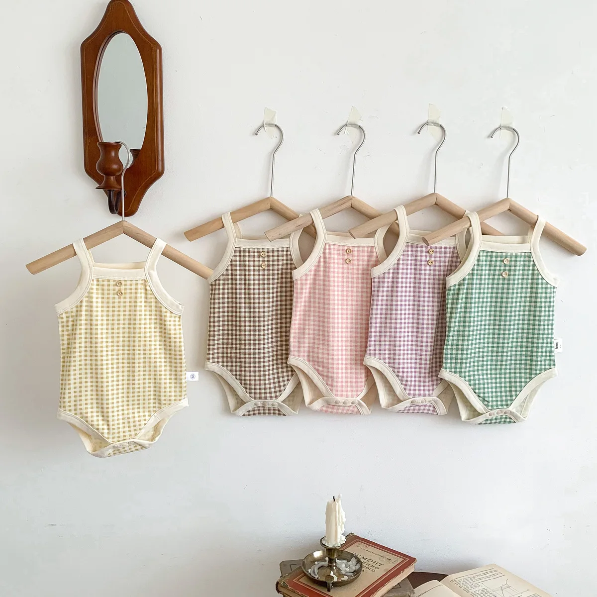 Summer Korean Baby Boys Girls Bodysuit Newborn Kids Sling Plaid Romper Overalls Infrant Casual Sleeveless One Piece Baby Clothes
Summer Korean Baby Boys Girls Bodysuit Newborn Kids Sling Plaid Romper Overalls Infrant Casual Sleeveless One Piece Baby Clothes