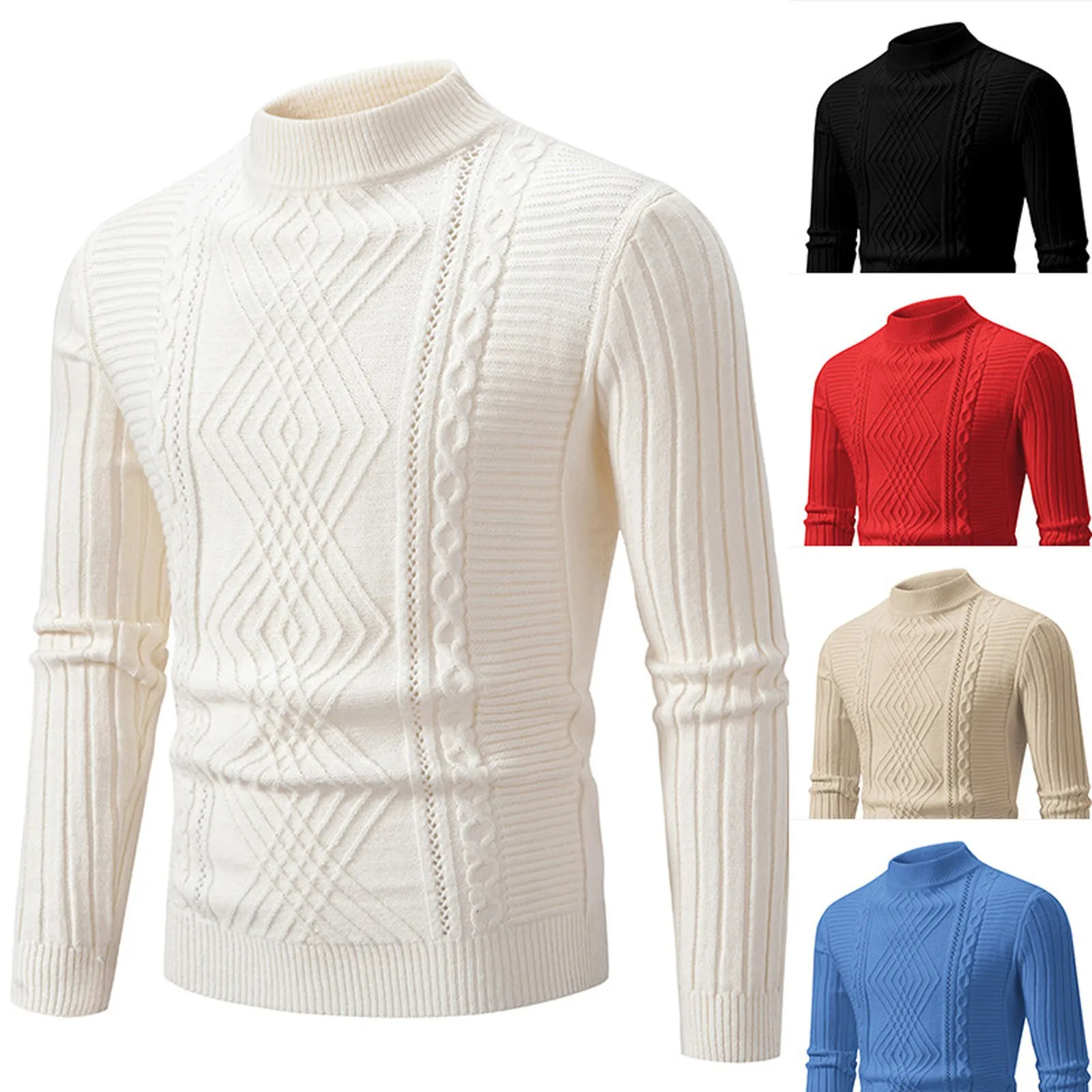 Male Mock Neck Sweater Casual Cable Knit Pullover Sweaters Warm Solid 2023 Autumn Winter New Men's Slim Fit Knitted Sweater
Male Mock Neck Sweater Casual Cable Knit Pullover Sweaters Warm Solid 2023 Autumn Winter New Men's Slim Fit Knitted Sweater