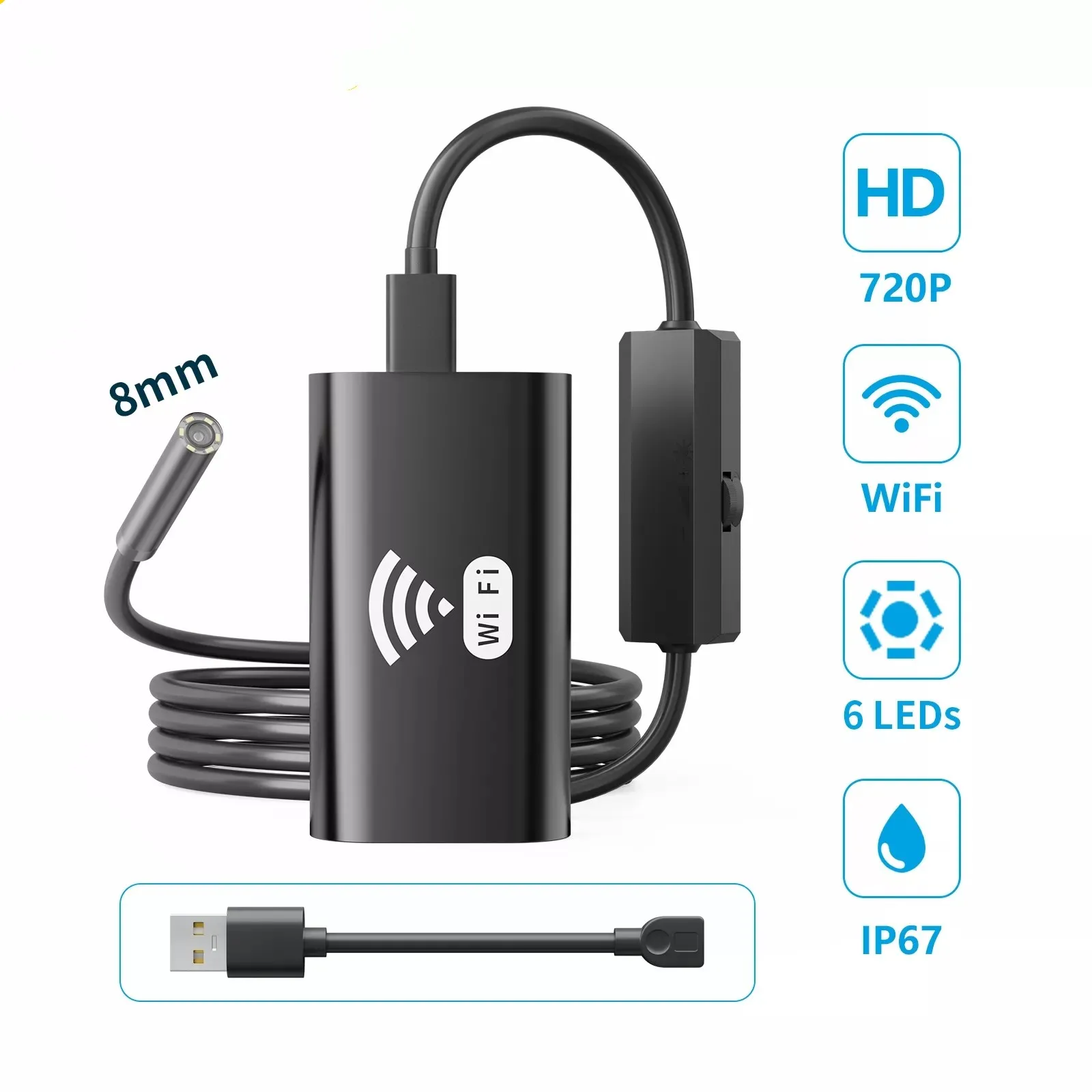 Эндоскоп HD720P с объективом 8 мм, USB-камера с полужестким кабелем, водонепроницаемый беспроводной бороскоп для осмотра автомобиля Iphone, Android
Эндоскоп HD720P с объективом 8 мм, USB-камера с полужестким кабелем, водонепроницаемый беспроводной бороскоп для осмотра автомобиля Iphone, Android
