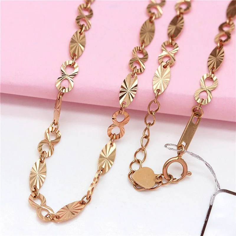

585 Purple Gold Necklace Fashionable Shiny thick Flower Piece Necklace Plated 14K Rose Gold clavicle chain gentle style Jewelry