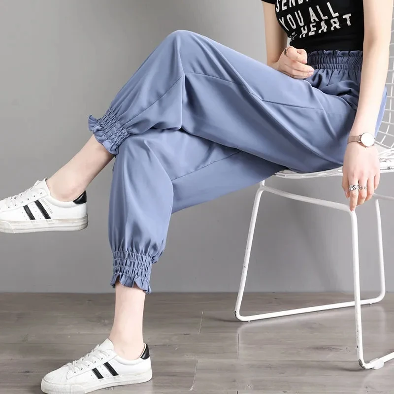 

Summer 2022 New Bloomers Womens Loose Large Size High Waist Casual Nine-point Pants Korean Fashion Thin Section Harem Pant Women