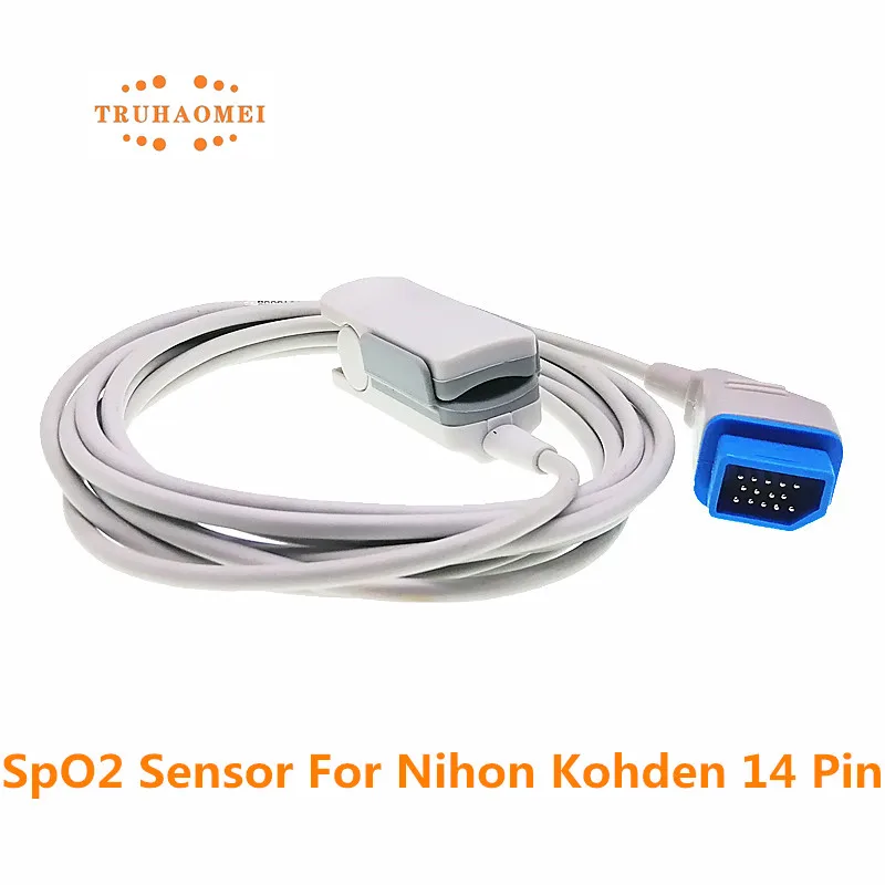 

SPO2 Sensor For Nihon Kohden 14 Pin TL-201T Lifescope Series BSM 9150 Reusable Pulse Oximeter Probe Neonate Child Adult Vet Use