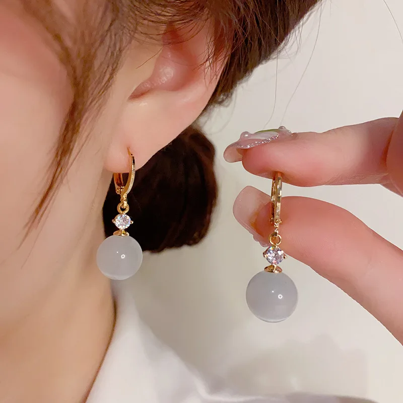 

SIANCOLARY Cat Eye Ball Fashion Dangle Drop Hinged Hoop Earrings For Women Jewelry Gift