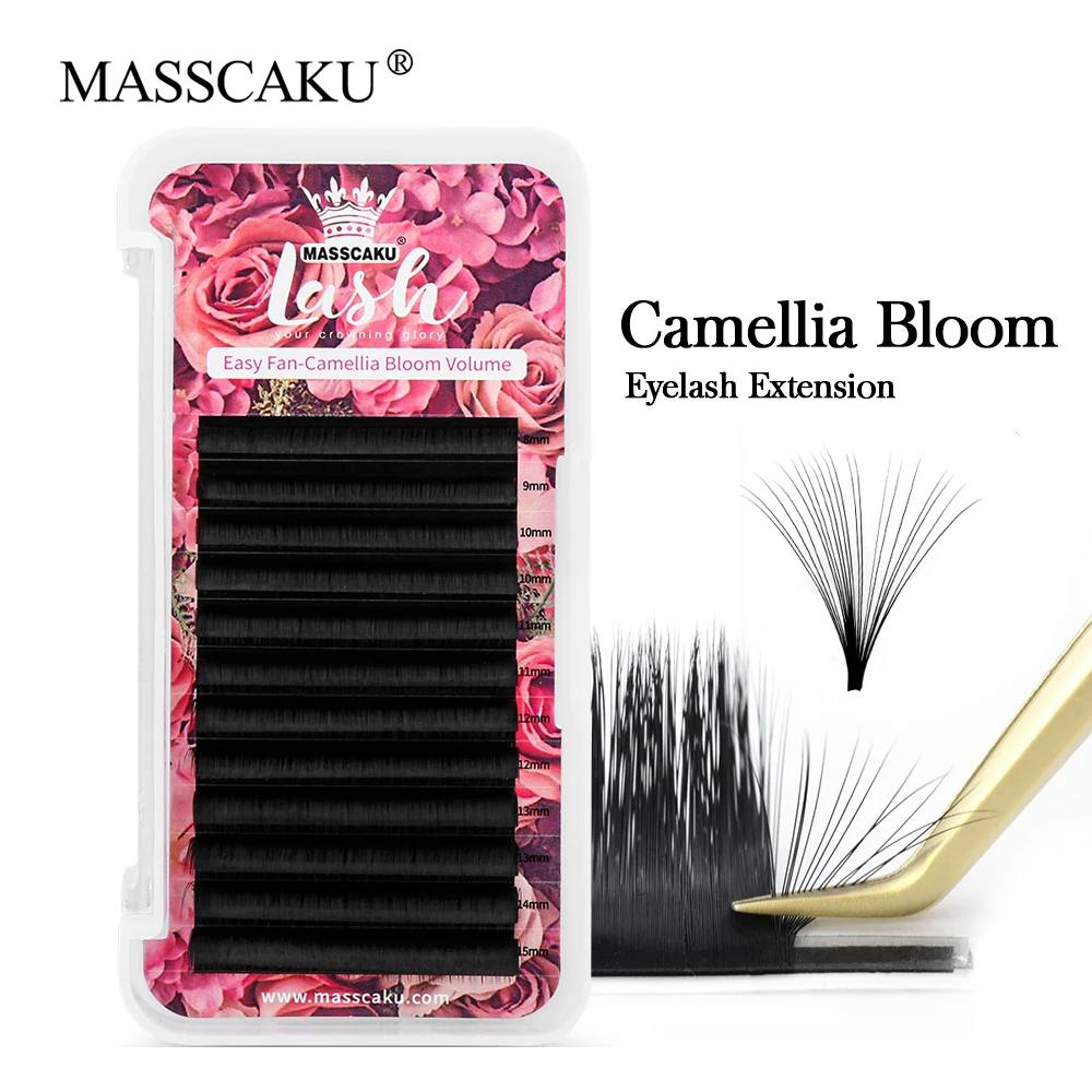 

MASSCAKU Camellia Fanning Fast Fan Blooming Eyelash Extensions 8-20mm Fast Blooming Flowering Lashes Natural Cilia Silk Lashes