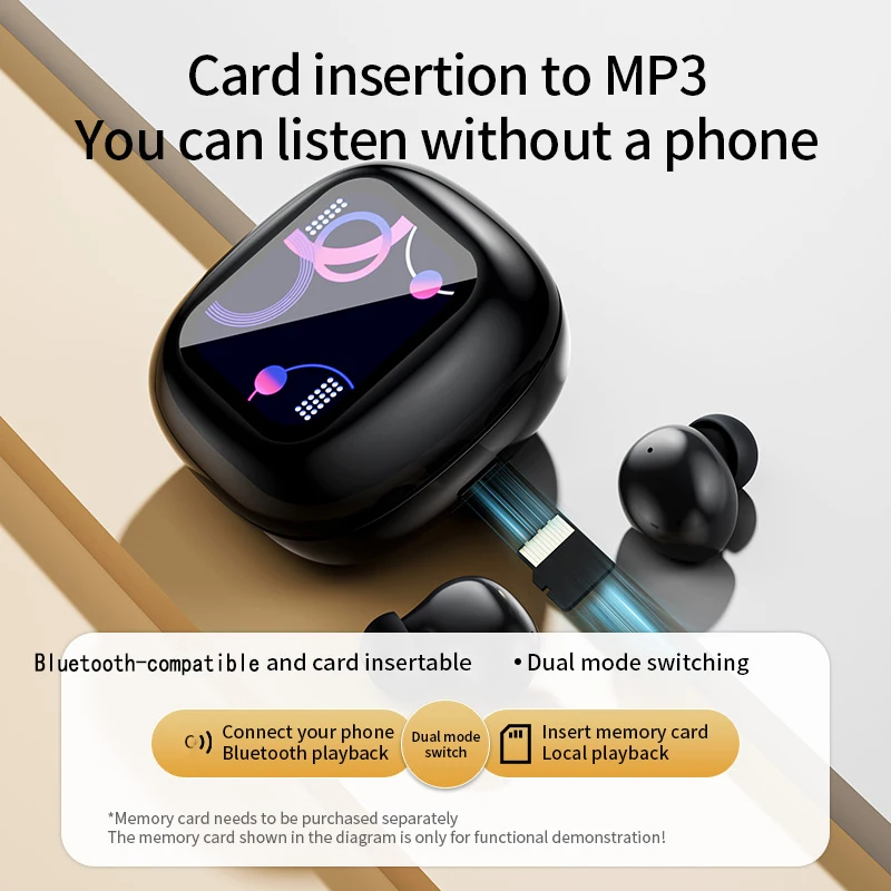 Беспроводные наушники S09 с MP3-плеером, Полноразмерные наушники с сенсорным экраном, Bluetooth, шумоподавление, Внутриканальные наушники с микрофоном
Беспроводные наушники S09 с MP3-плеером, Полноразмерные наушники с сенсорным экраном, Bluetooth, шумоподавление, Внутриканальные наушники с микрофоном