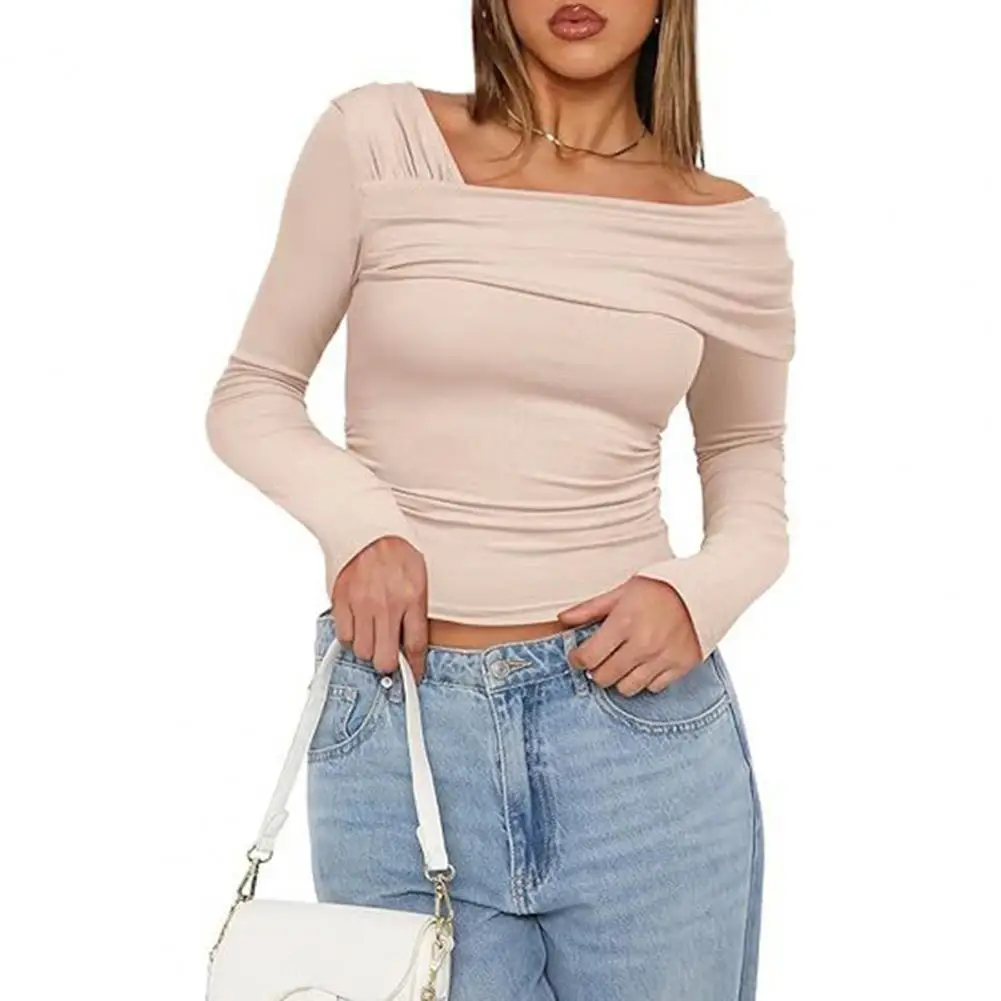 Women Blouse Elegant Off Shoulder Ruched Long Sleeve Tops for Women Commuting Style Slim Fit Comfort Fashionable Crop Shirt
Women Blouse Elegant Off Shoulder Ruched Long Sleeve Tops for Women Commuting Style Slim Fit Comfort Fashionable Crop Shirt