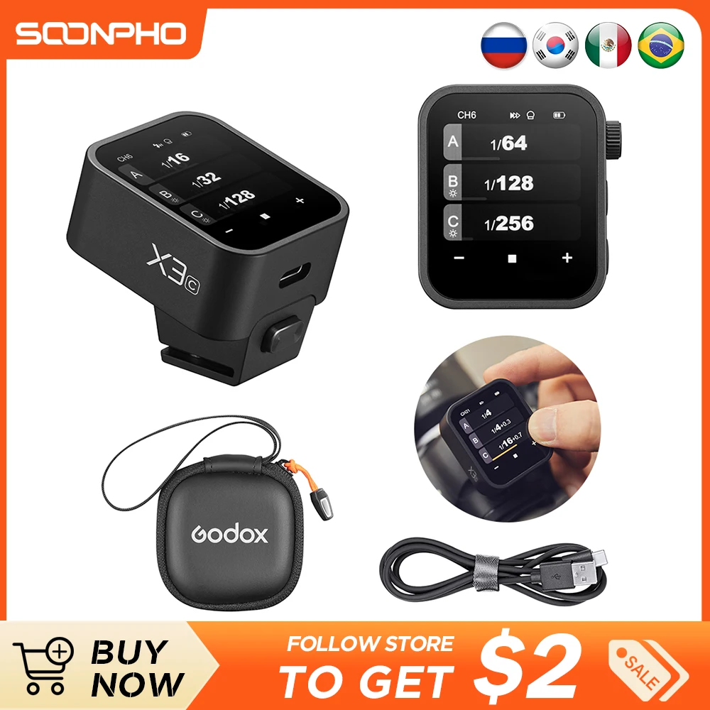 

Godox X3 TTL HSS 2.4G Wireless Flash Trigger OLED Touch Screen Transmitter Quick Charge for Canon Nikon Sony Fujifilm Olympus