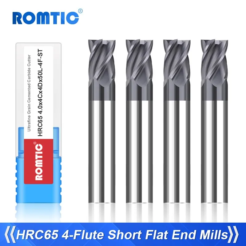 ROMTIC Tungsten Steel Carbide 4-Flute Short Blade Flat Milling Cutter For Stainless Steel HRC65 CNC Machinery End Mill Tools
ROMTIC Tungsten Steel Carbide 4-Flute Short Blade Flat Milling Cutter For Stainless Steel HRC65 CNC Machinery End Mill Tools
