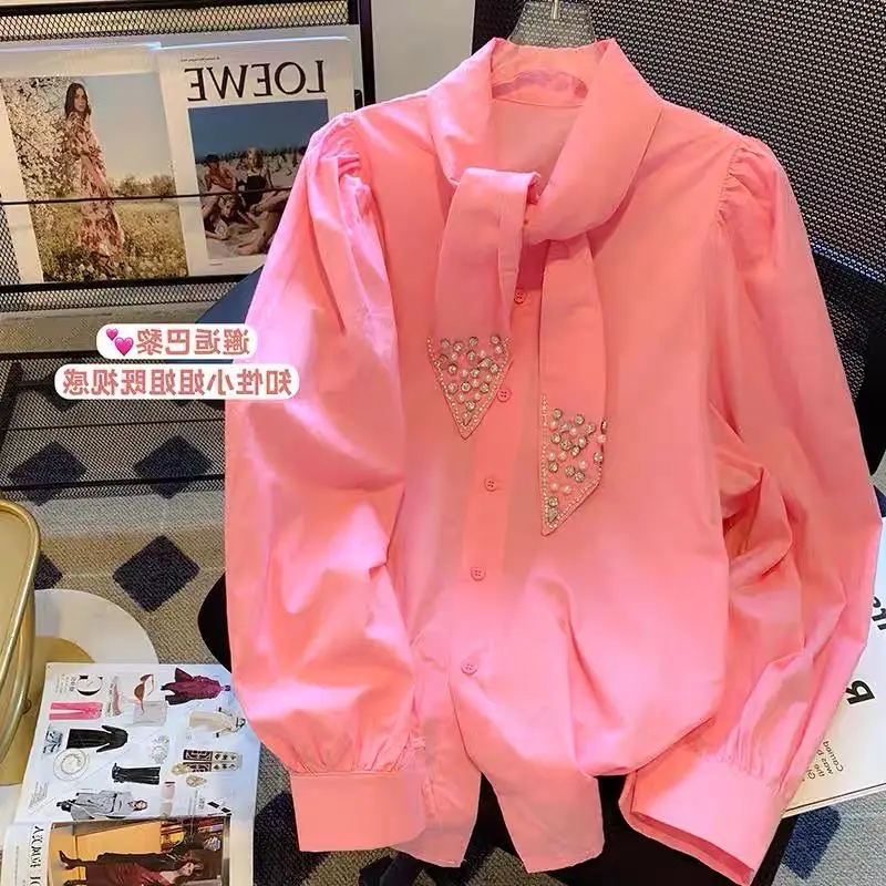 Women's Spring Autumn Diamond Lantern Long Sleeve Pointed Collar Shirt Trendy Solid Color Graceful Fashionable Outer Wear Tops
Women's Spring Autumn Diamond Lantern Long Sleeve Pointed Collar Shirt Trendy Solid Color Graceful Fashionable Outer Wear Tops