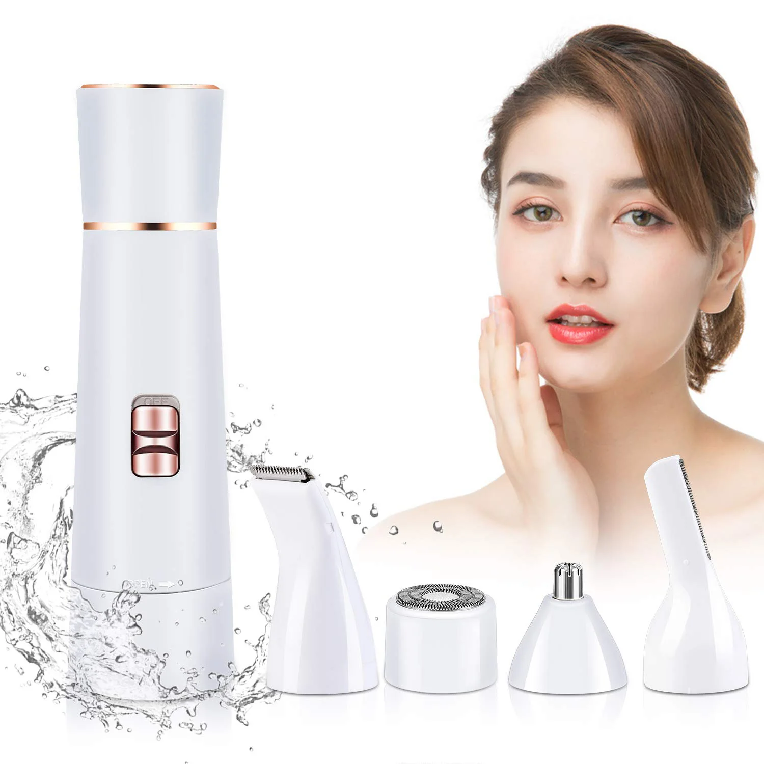 4 in 1 Electric Lady Shaver Razor Painless Eyebrow Epilator Rechargeable Bikini Nose Trimmer Threading Hair Removal Grooming Kit
4 in 1 Electric Lady Shaver Razor Painless Eyebrow Epilator Rechargeable Bikini Nose Trimmer Threading Hair Removal Grooming Kit