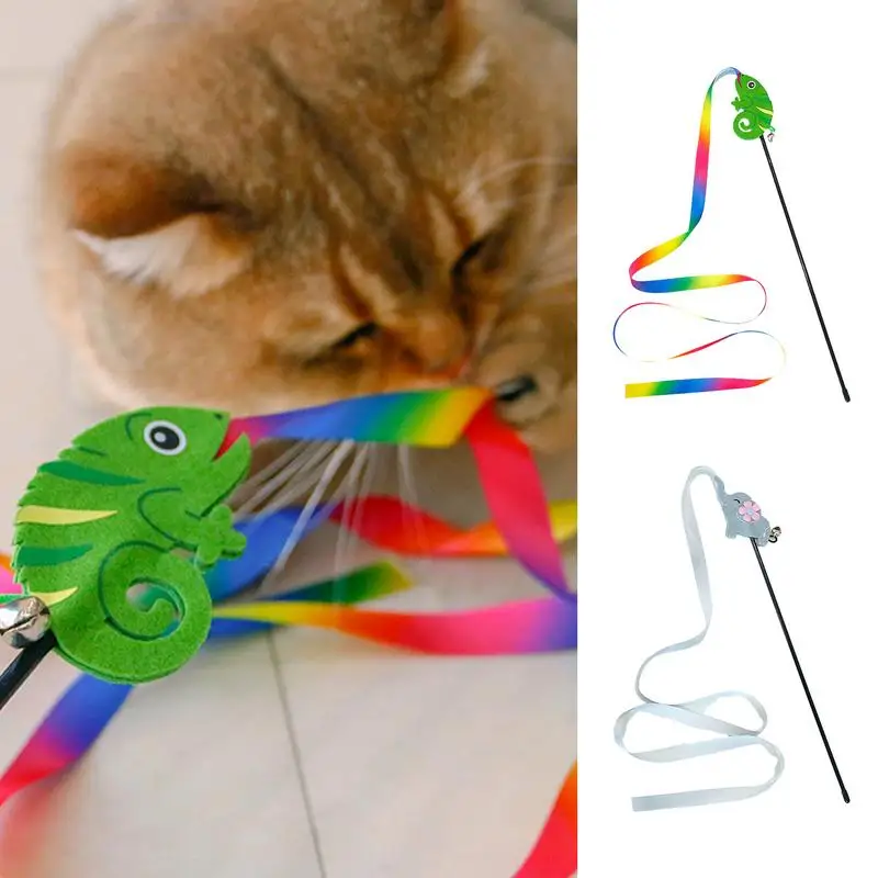 

Cat Teaser Stick Kitten Cats Interactive Colorful Funny Fluffy Stick Toy Wands Ribbon Cat Toy Cute Funny Pet Supplies For Pet