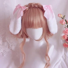 

Cute Hair Clip Rabbit Bunny Plush Lop Ears Hairpins With Ribbon Bowknot Lolita Cosplay Hair Accessories Japanese Anime Hair Clip