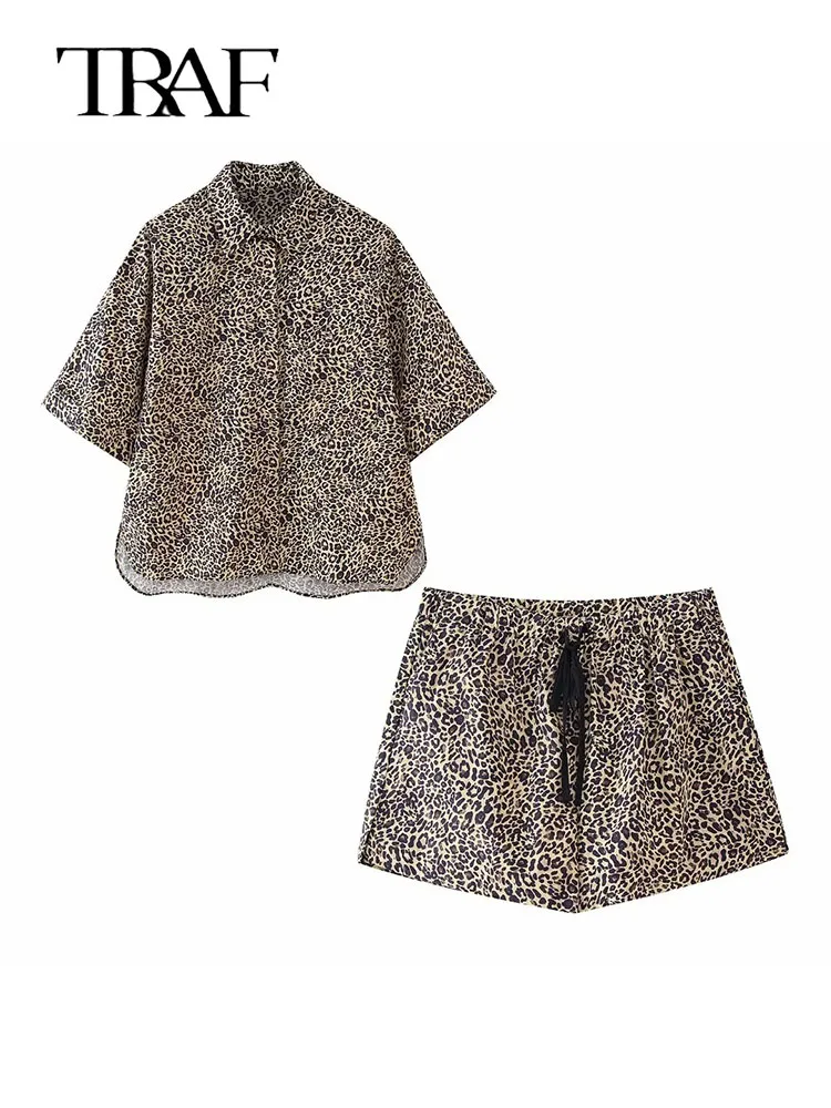 Женский комплект из 2 предметов, рубашка с коротким рукавом и шорты с принтом животных
Женский комплект из 2 предметов, рубашка с коротким рукавом и шорты с принтом животных