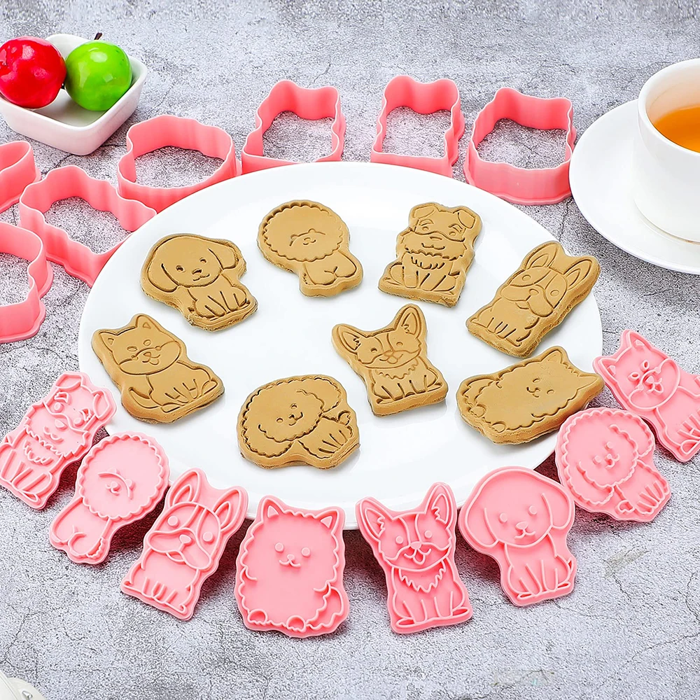 

Cookie Cutters Stamps 8pcs 3D Cartoon Cookie Baking Mold Pastry Bakeware Tool Biscuit Cutters Stamps Set for DIY Baking Supplies