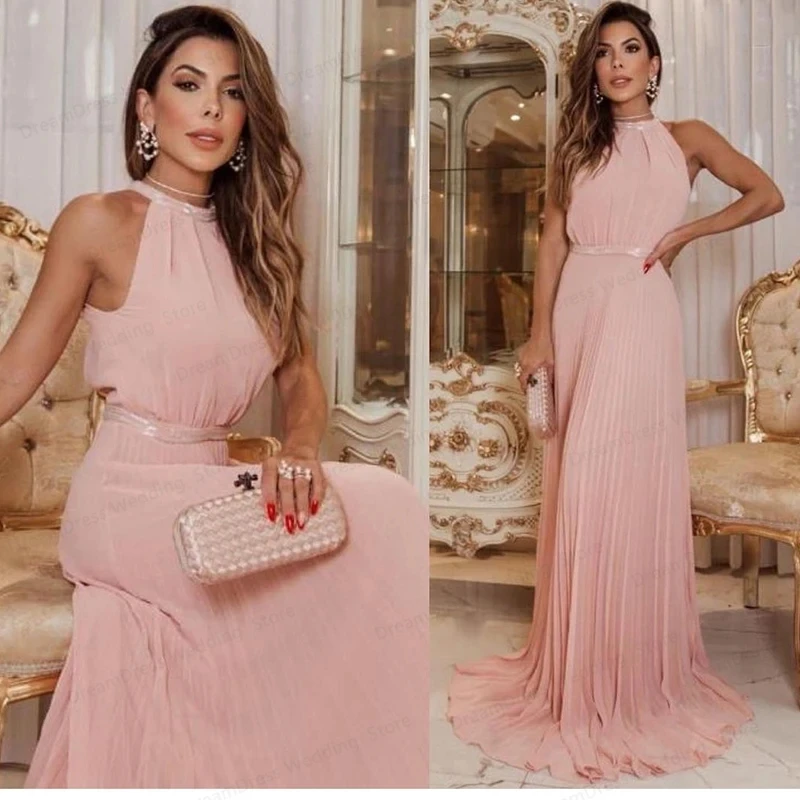 Flora Dress Pink Chiffon Halter Evening Dresses Blackless Draped Pleat Sparkly A-Line Formal Party Prom Gowns Floor Length
Flora Dress Pink Chiffon Halter Evening Dresses Blackless Draped Pleat Sparkly A-Line Formal Party Prom Gowns Floor Length