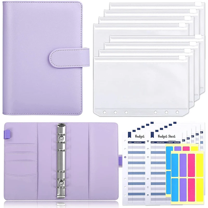 A6 PU Leather Budget Binder,With 8 A6 Binder Bags,12 Papers,6 Ring Binder Budget Envelope System, With Label Stickers
A6 PU Leather Budget Binder,With 8 A6 Binder Bags,12 Papers,6 Ring Binder Budget Envelope System, With Label Stickers