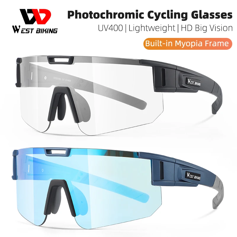 

WEST BIKING Cycling Glasses Photochromic Sunglasses Men Women UV400 MTB Road Bike Eyewear Bicycle Outdoor Sports Hiking Goggles