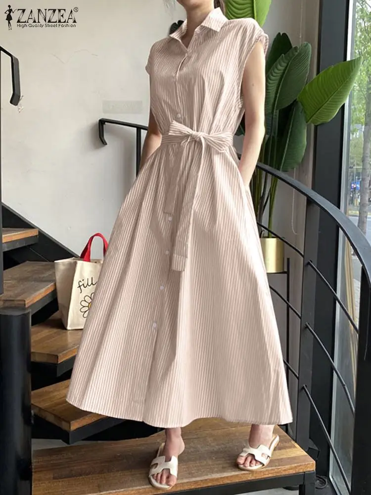 2023 ZANZEA Fashion Stripe Printed Sundress Summer Woman Vintage OL Dress Short Sleeve Lapel Neck Dresses Female Casual Vestidos
2023 ZANZEA Fashion Stripe Printed Sundress Summer Woman Vintage OL Dress Short Sleeve Lapel Neck Dresses Female Casual Vestidos